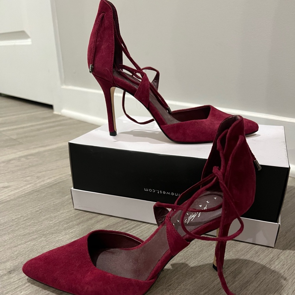 Maroon Saks Fifth Avenue Strappy Heels